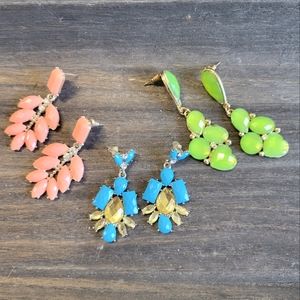 4 for $10 | Set of 3 drop earrings | fun bright colors | vintage
